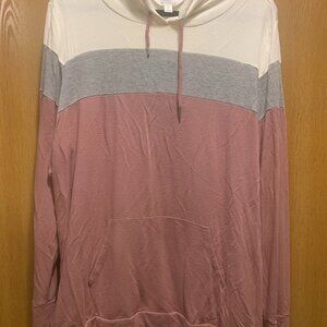 Market & Spruce Women's Hooded Long Sleeve Color Block Tunic Top 2X